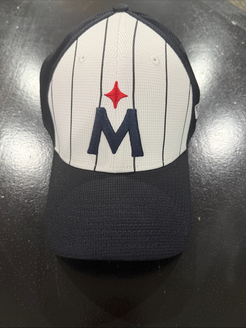 Minnesota Twins Logo Pinstripe Baseball Cap - Navy, White & Red